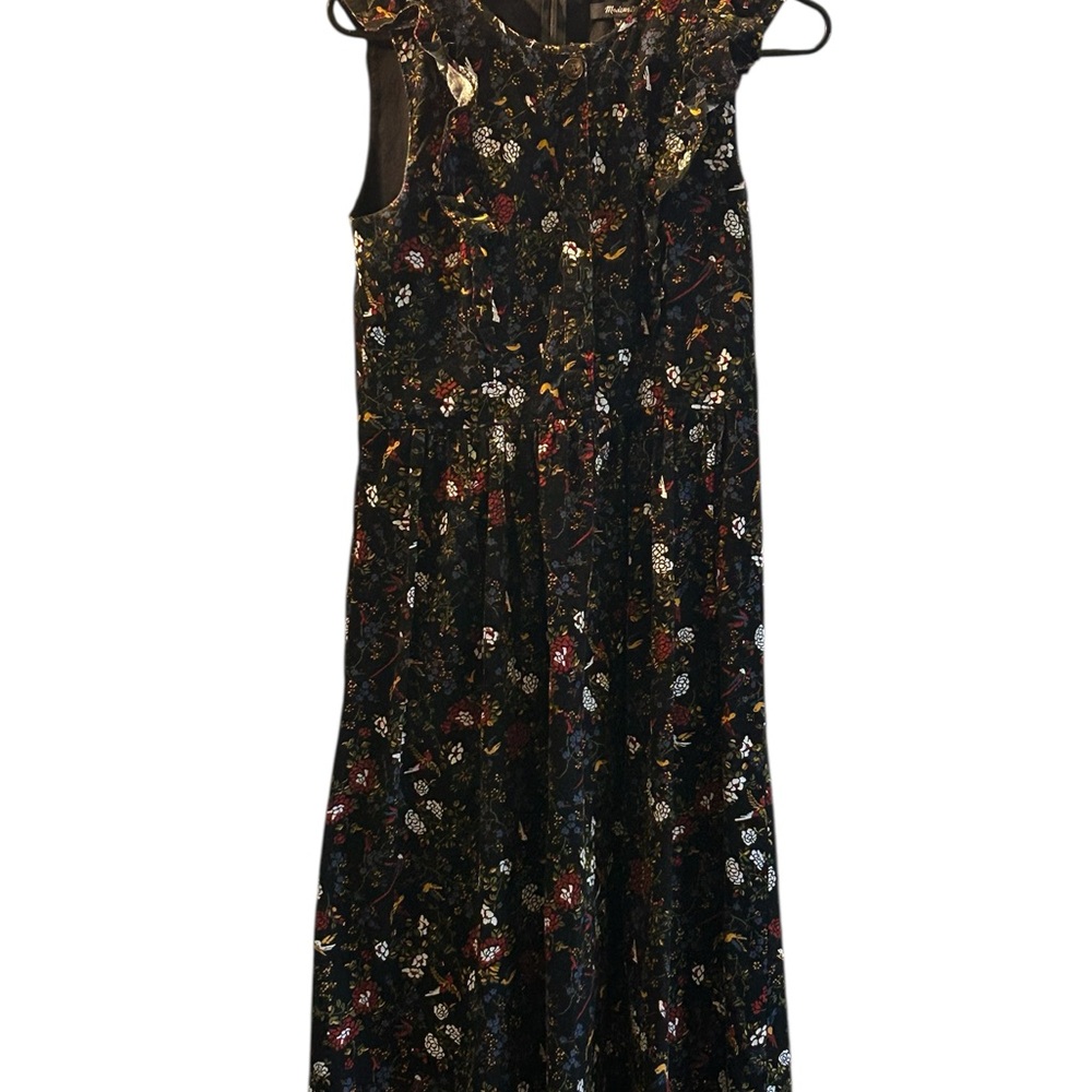 Madewell Corduroy Ruffle-Front Dress in Finch Floral Size 2 - Picture 2 of 9